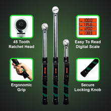 Load image into Gallery viewer, Precision Digital Torque Wrench, 3/8 Drive, 25-250 in-lb for Accurate Tightening