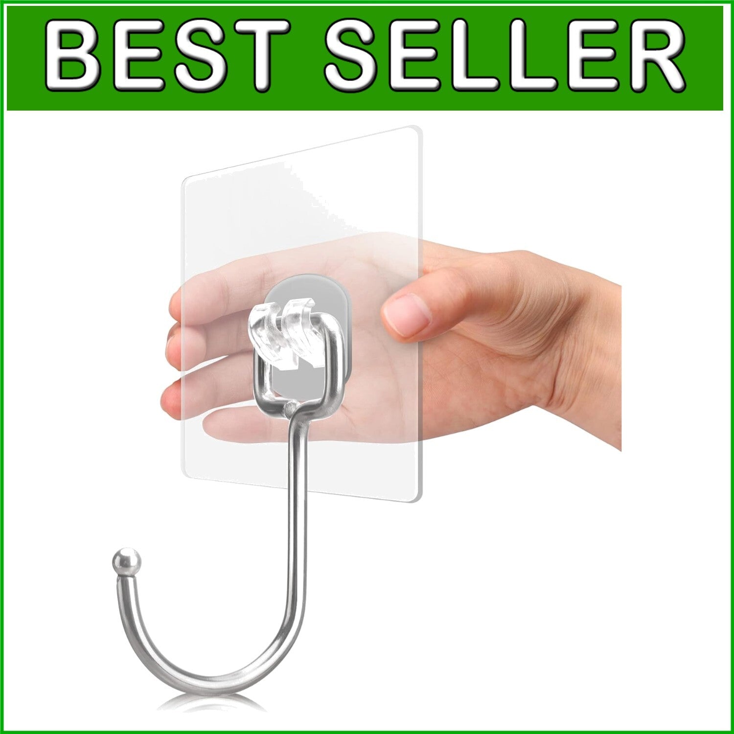 Durable 100-Pack Clear Wall Hooks with 37lbs Load - Easy No Damage Installation