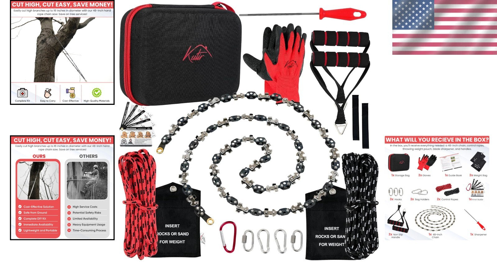 48” High Reach Tree Limb Hand Saw with Ropes & Pouch - Effortless Branch Cutting