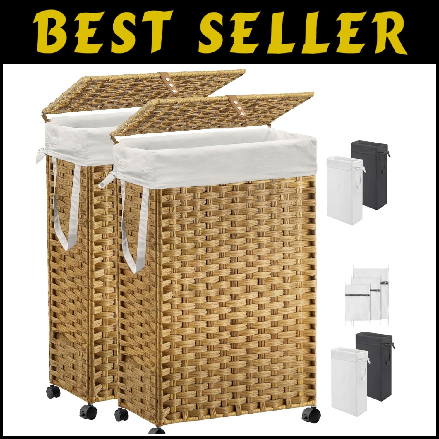 Foldable Wheeled Laundry Hamper with 3 Mesh Bags – Perfect for Delicates
