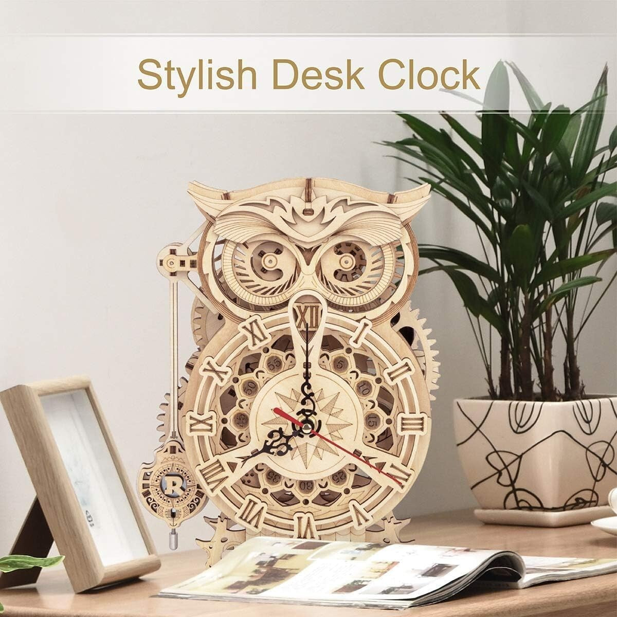 Creative Owl Clock Puzzle for Adults - 3D Wooden Craft Kit with Silent Movement