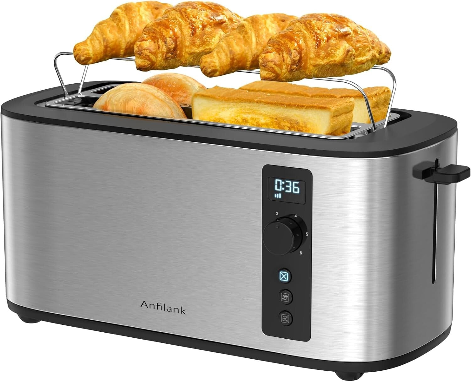 Elegant 4-Slice Toaster with 1.5" Slots & 6 Browning Settings – Ideal for Bagels
