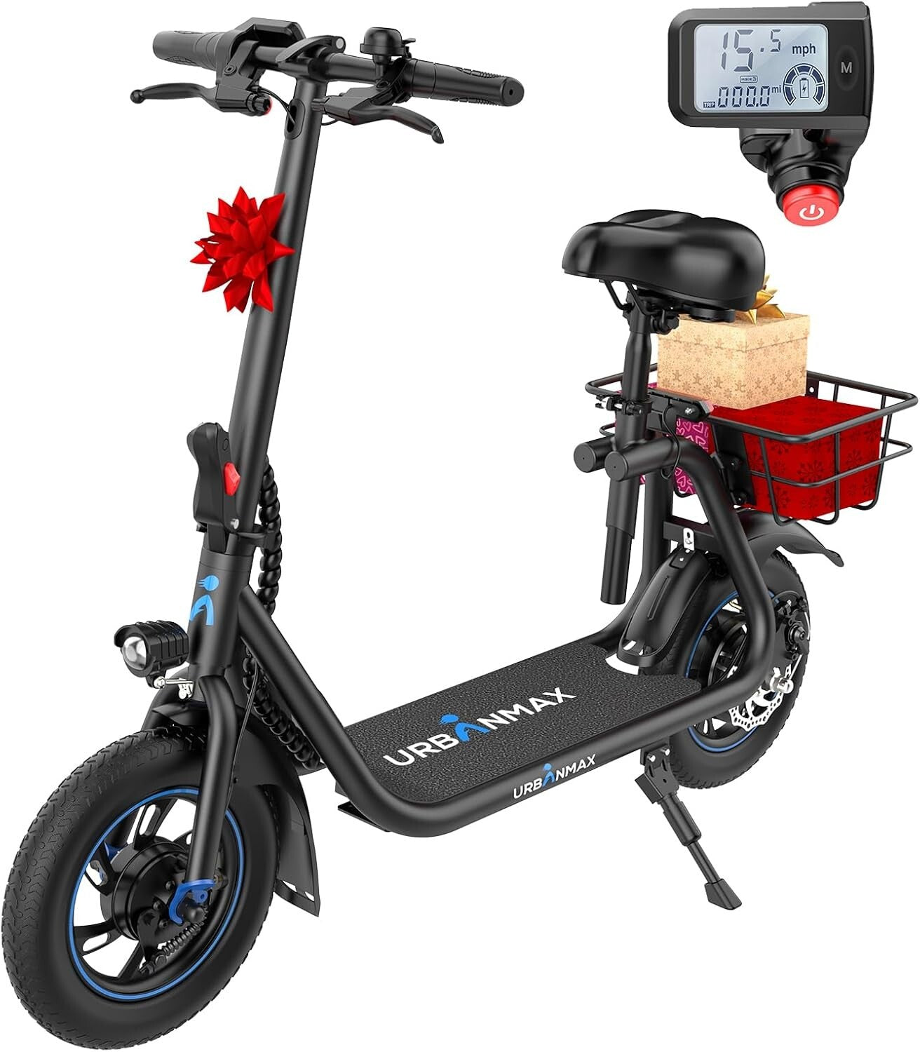 Adjustable-Cushioned Electric Scooter with Digital Display & 265 lbs Capacity