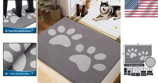 Absorbent Dog Door Mat for Muddy Paws - Non-Slip & Machine Washable 40x32