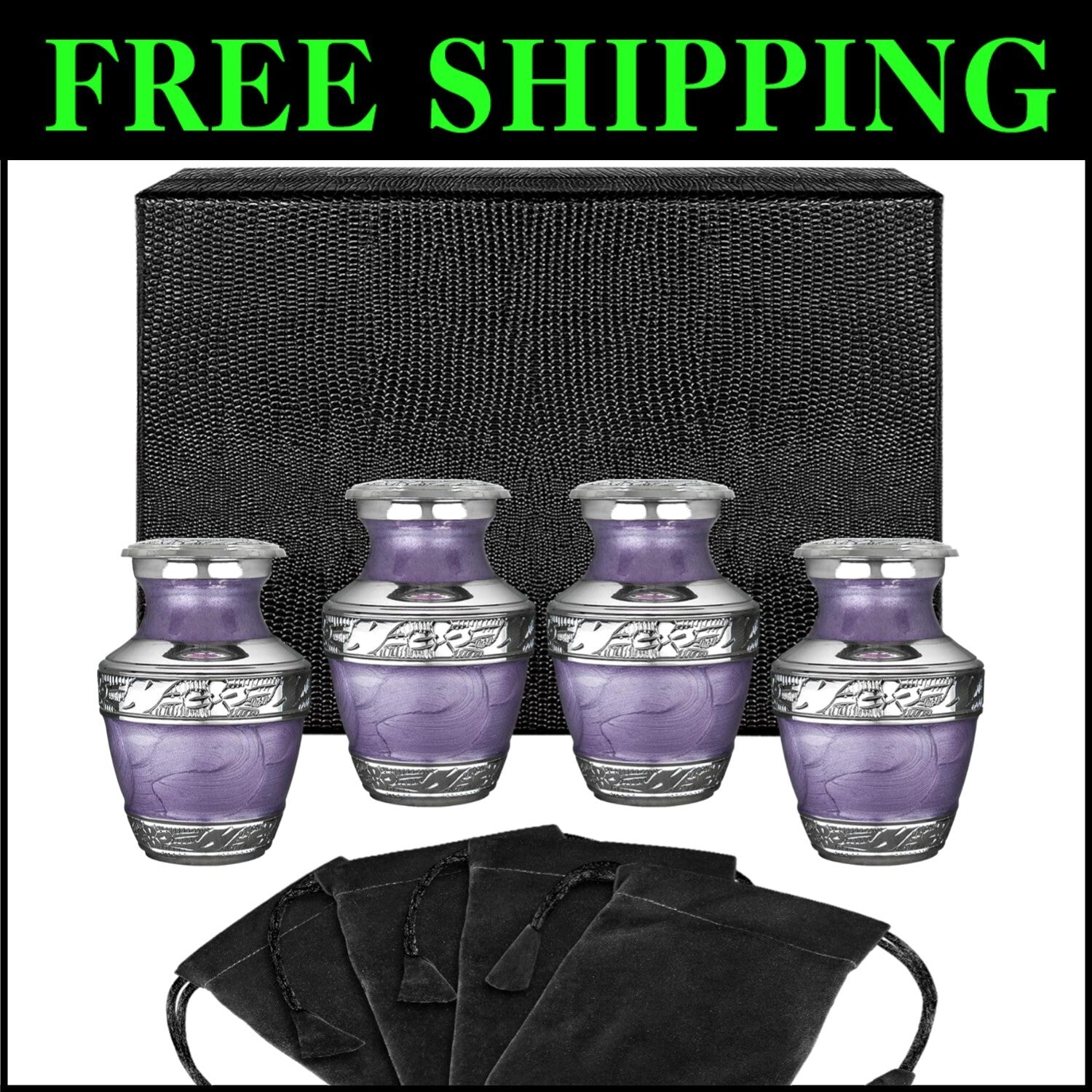 Decorative Mini Cremation Urns for Women & Men - 4 Pack Lavender Brass Keepsakes