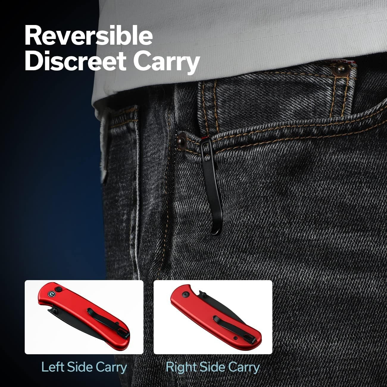 14C28N Blade Folding Knife with Deep-Carry Clip - Perfect Gift for Enthusiasts