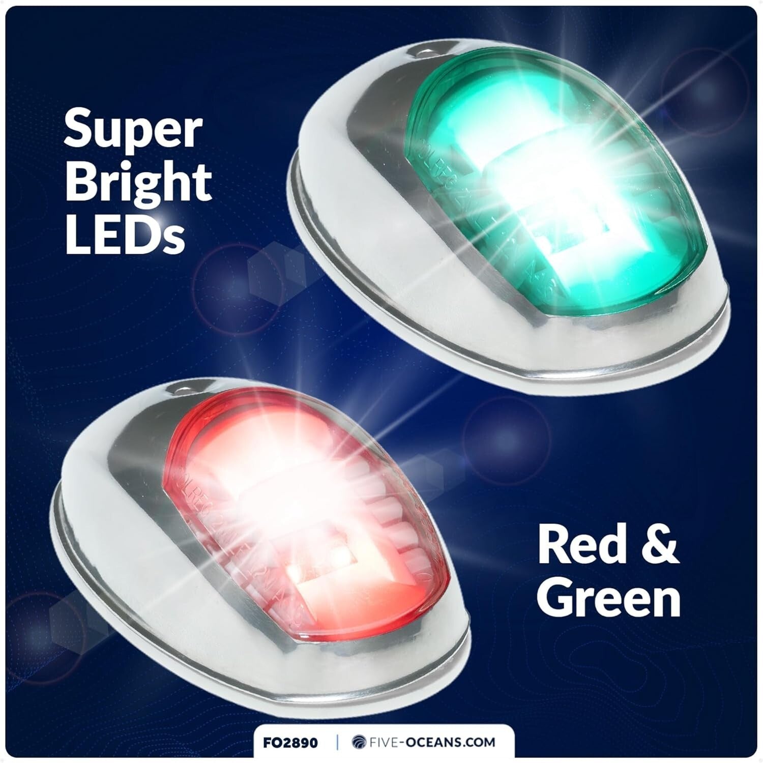 Bright Waterproof Navigation Lights - Red & Green LED Boat Lights, Marine Grade