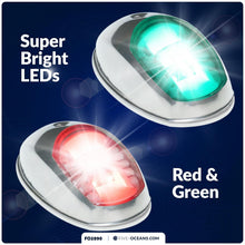 Load image into Gallery viewer, Bright Waterproof Navigation Lights - Red &amp; Green LED Boat Lights, Marine Grade