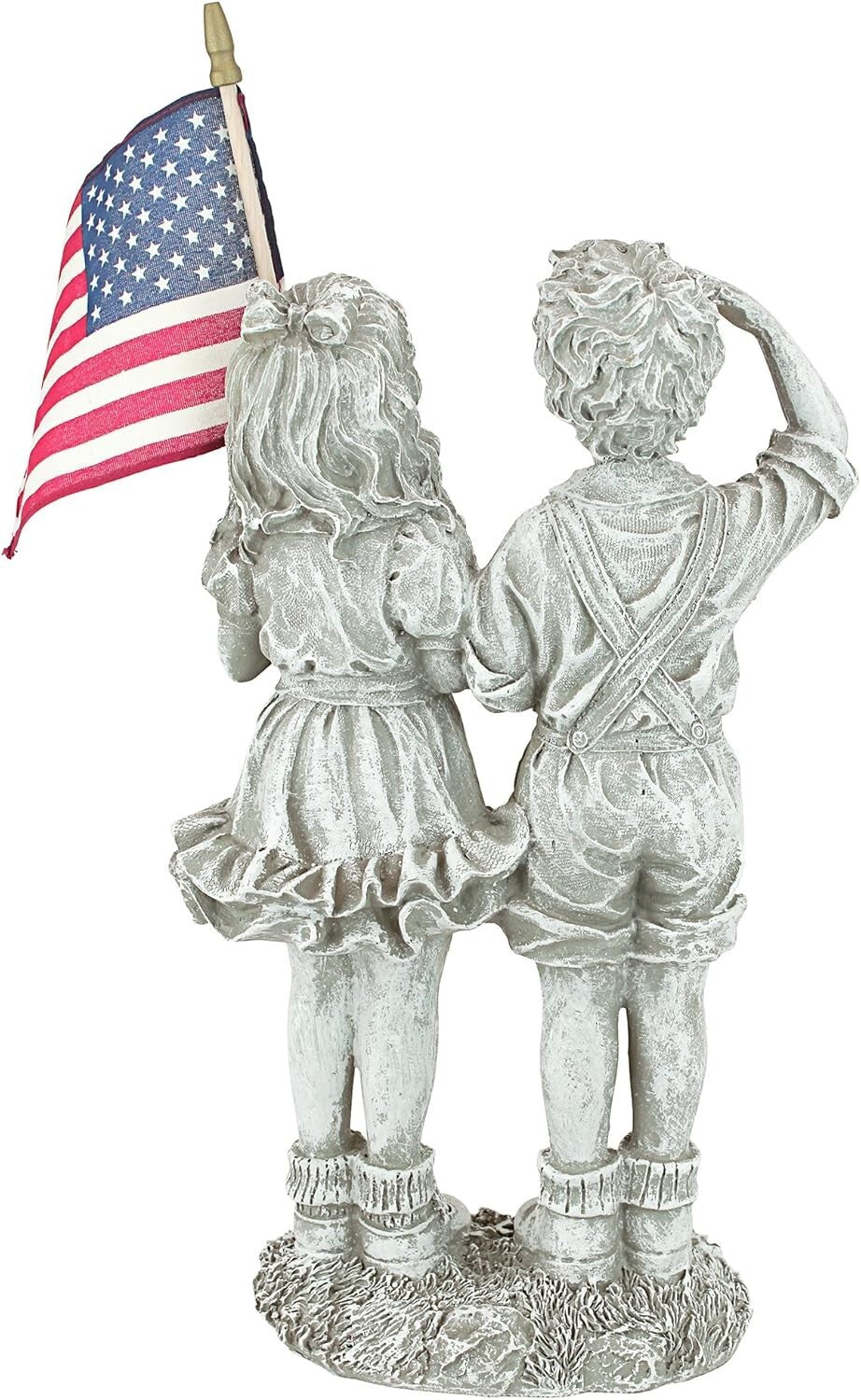 8" Patriotic Children Statue with USA Flag - Perfect for Memorials & Holidays