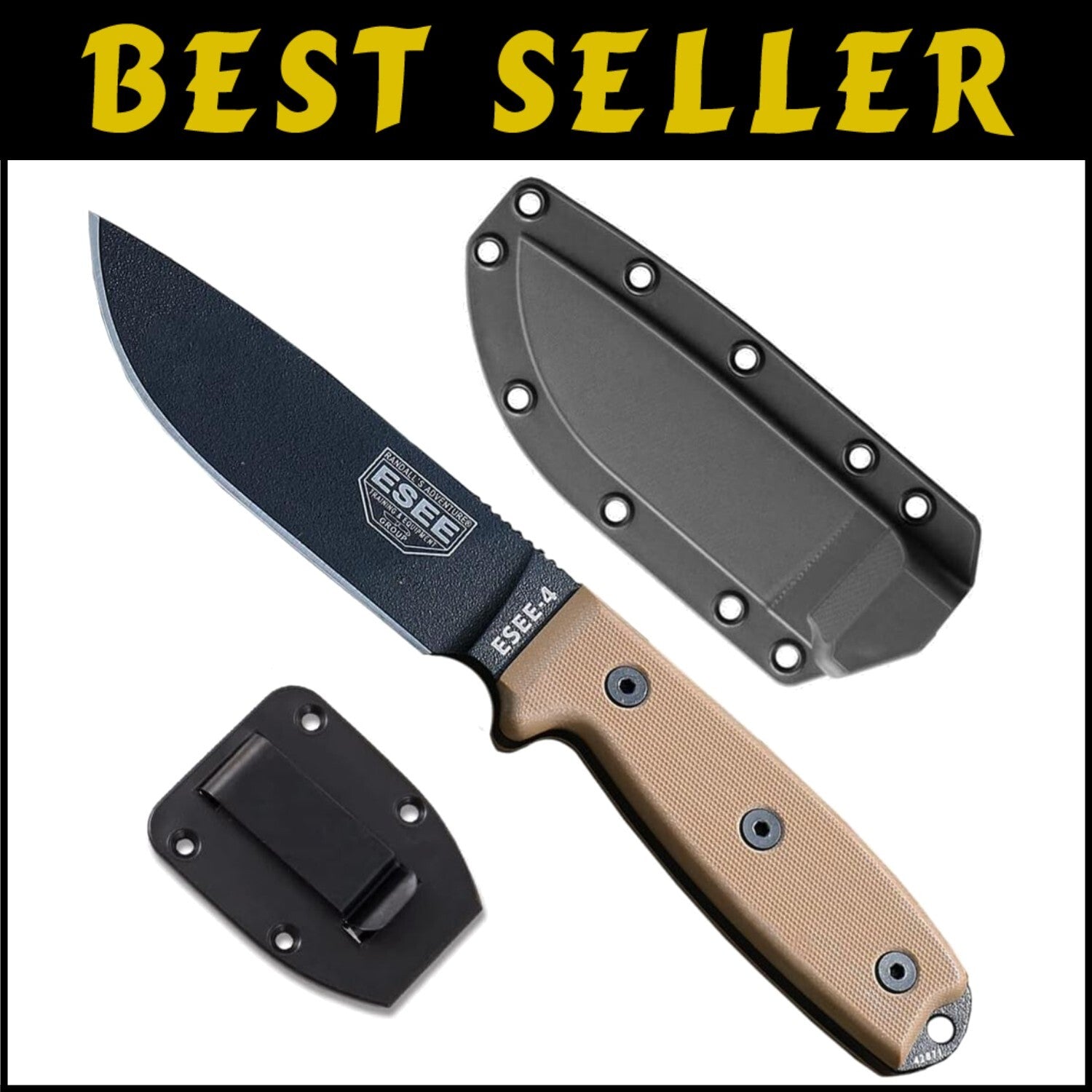 Durable 4.5 Inch Survival Knife with Full Tang & Polymer Sheath - Outdoor Ready
