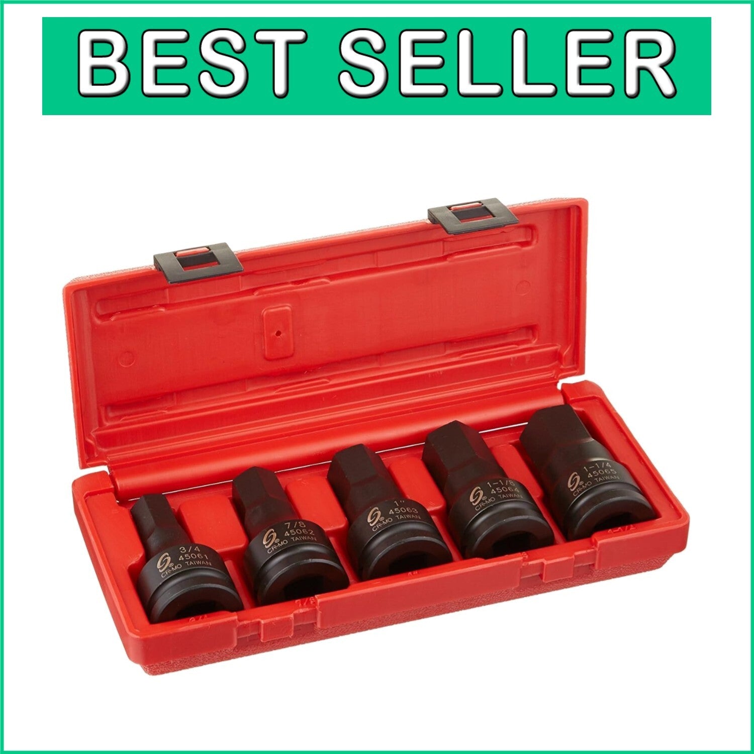 Durable 5-Piece SAE Hex Driver Set - 3/4 inch Drive with Low Profile Design