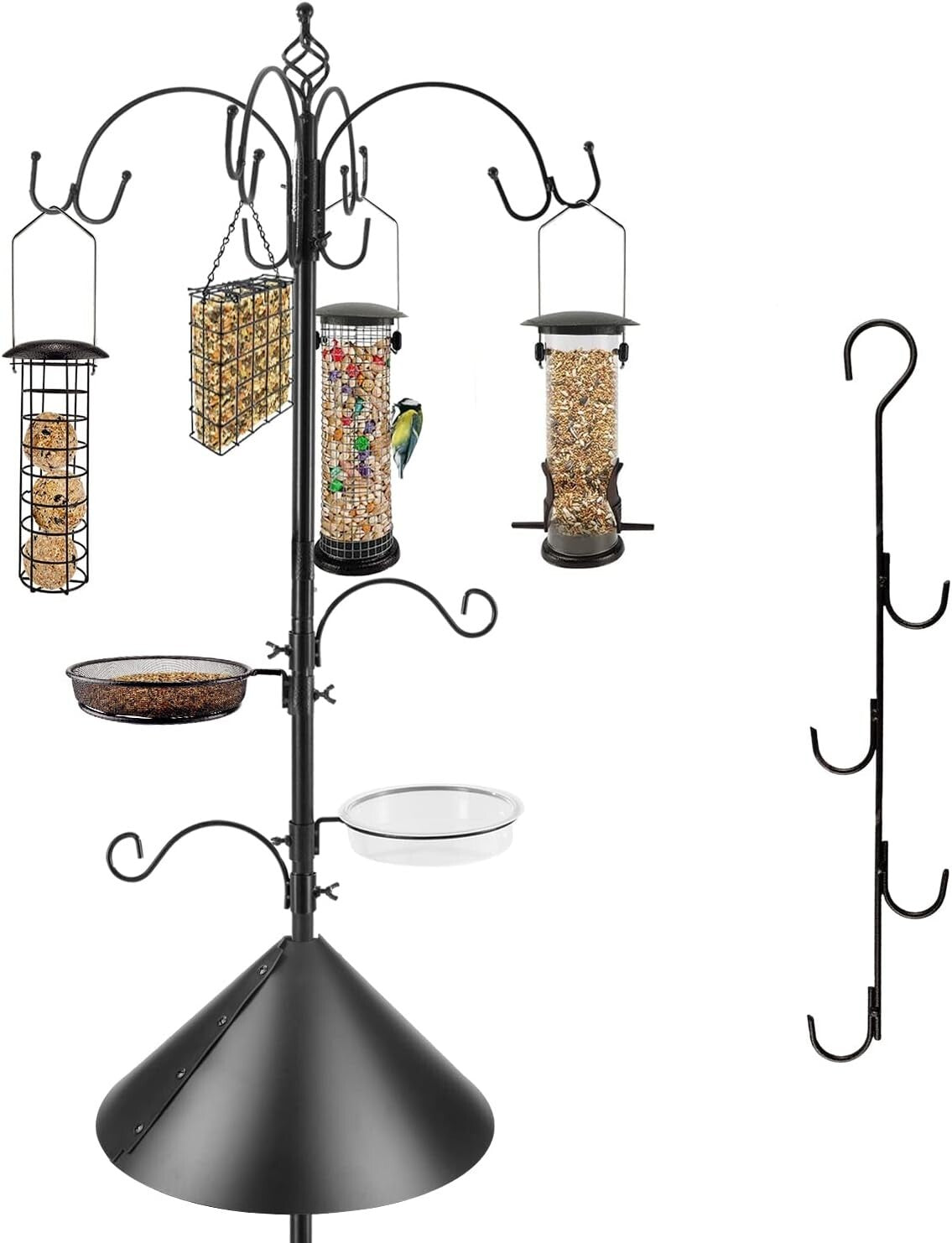 Attractive Bird Feeding Station Kit with Adjustable Hooks & Squirrel Baffle