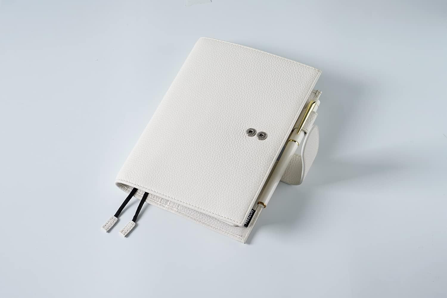Elegant Pebbled-Cream Leather Cover for A5 Notebooks & Planners - Fits Hobonichi
