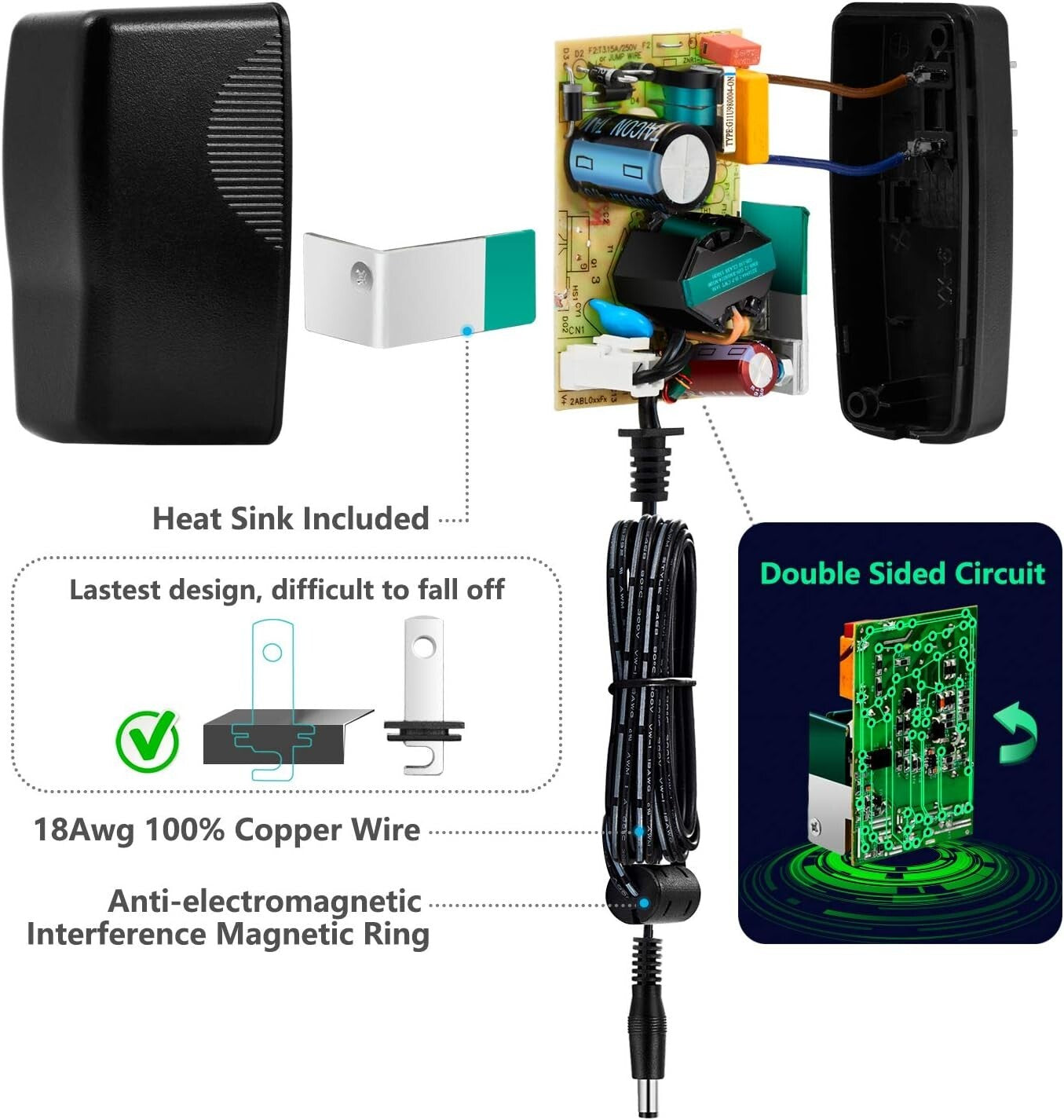 All-in-One 12V 2A AC DC Power Adapter with Screw Terminals for Easy Connectivity