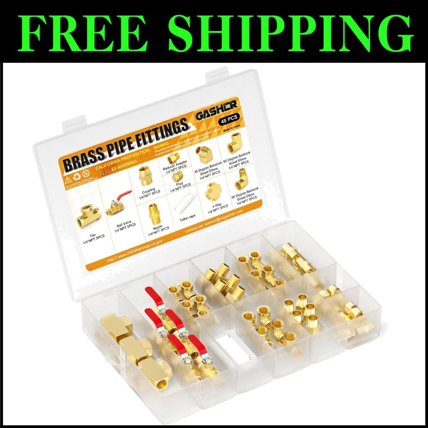 48-Piece Brass Pipe Fitting Kit – Complete Set for Reliable Plumbing Projects