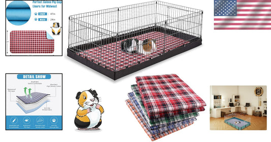Vibrant Washable Guinea Pig Cage Liners - 4 Colorful Pee Pads for Dry Habitats