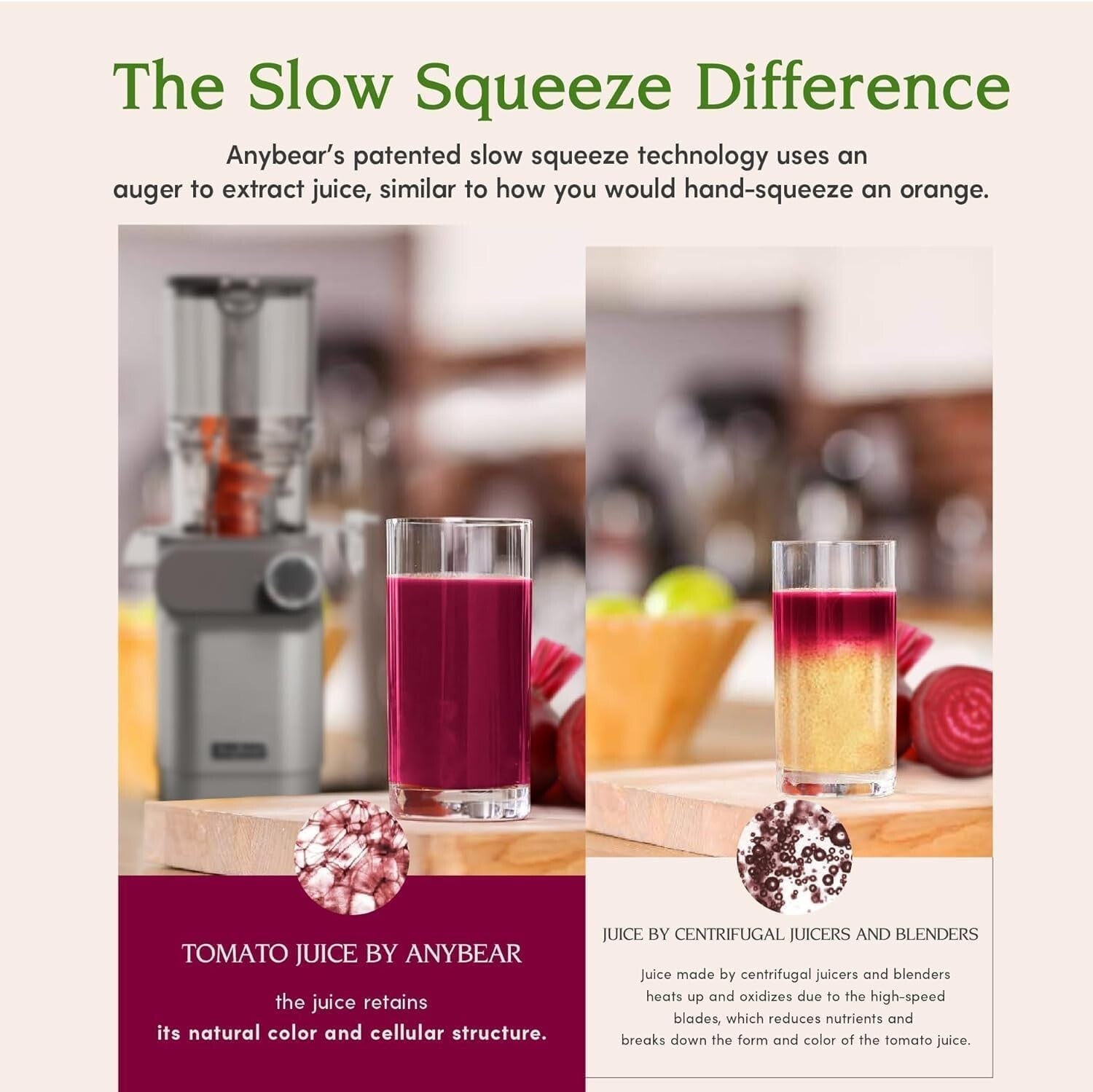 High-Torque Slow Juicer: 4.3" Large Feed Chute & Baby Food-Grade Material