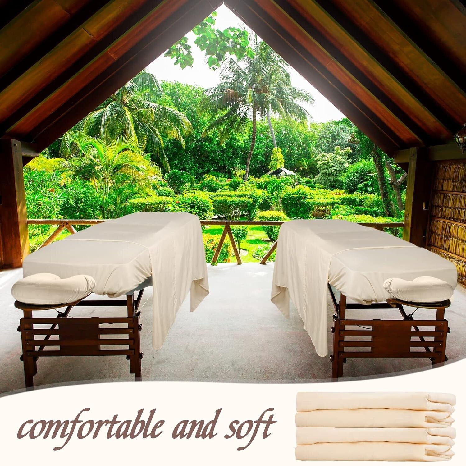 4 Set Soft Massage Table Sheets: Durable Flat, Fitted & Face Cradle Covers