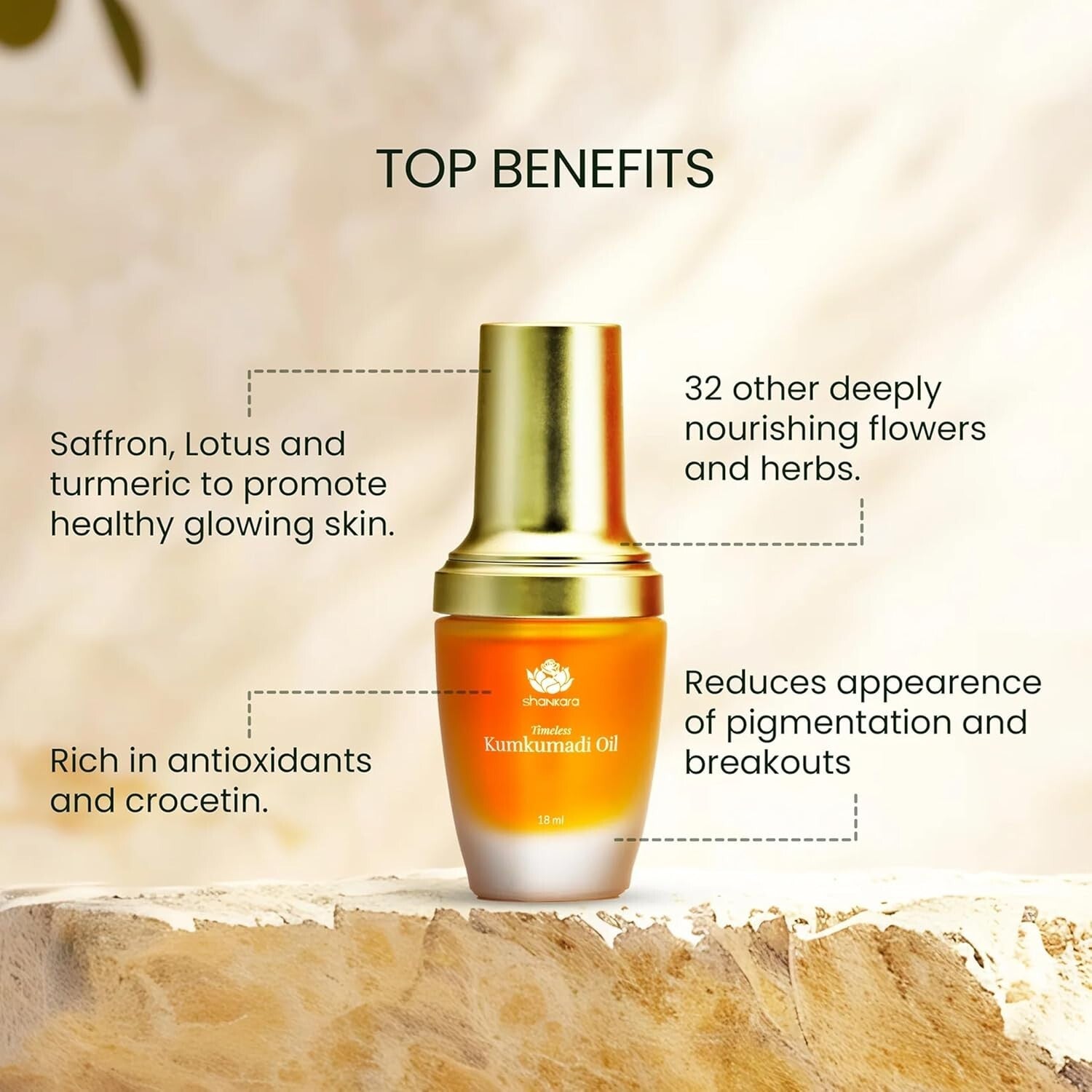 Timeless Kumkumadi Oil with Pure Saffron & Rose Aroma - 18ml Luxury Facial Oil