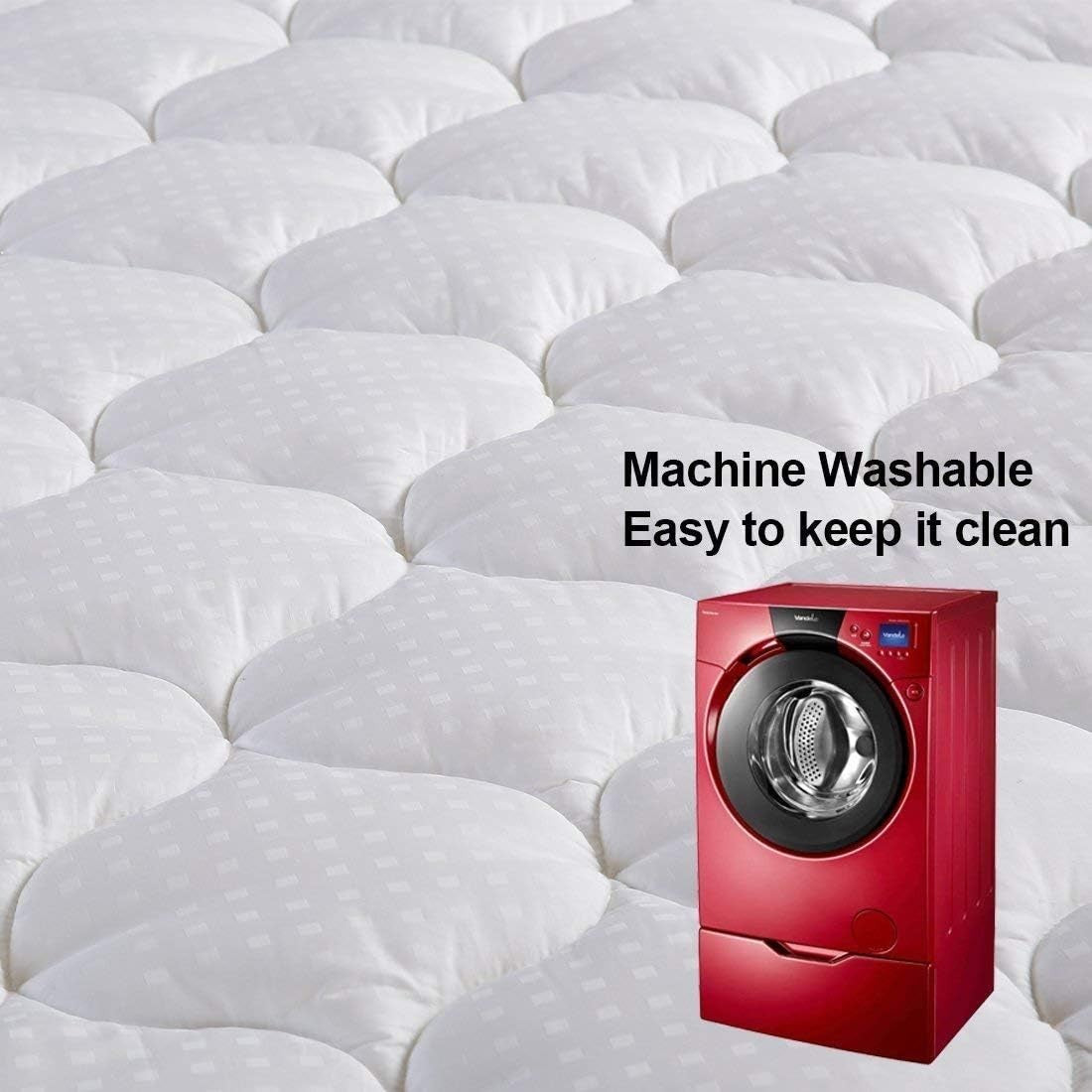 300TC King Size Cooling Mattress Pad - Soft, Machine Washable with Deep Pocket