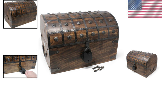 X-Large Pirate Treasure Chest with Iron Lock – Handcrafted Wooden Storage Box
