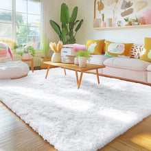 Load image into Gallery viewer, 5x8 Machine Washable Soft Shag Area Rug - Cozy White Carpet for Home Decor