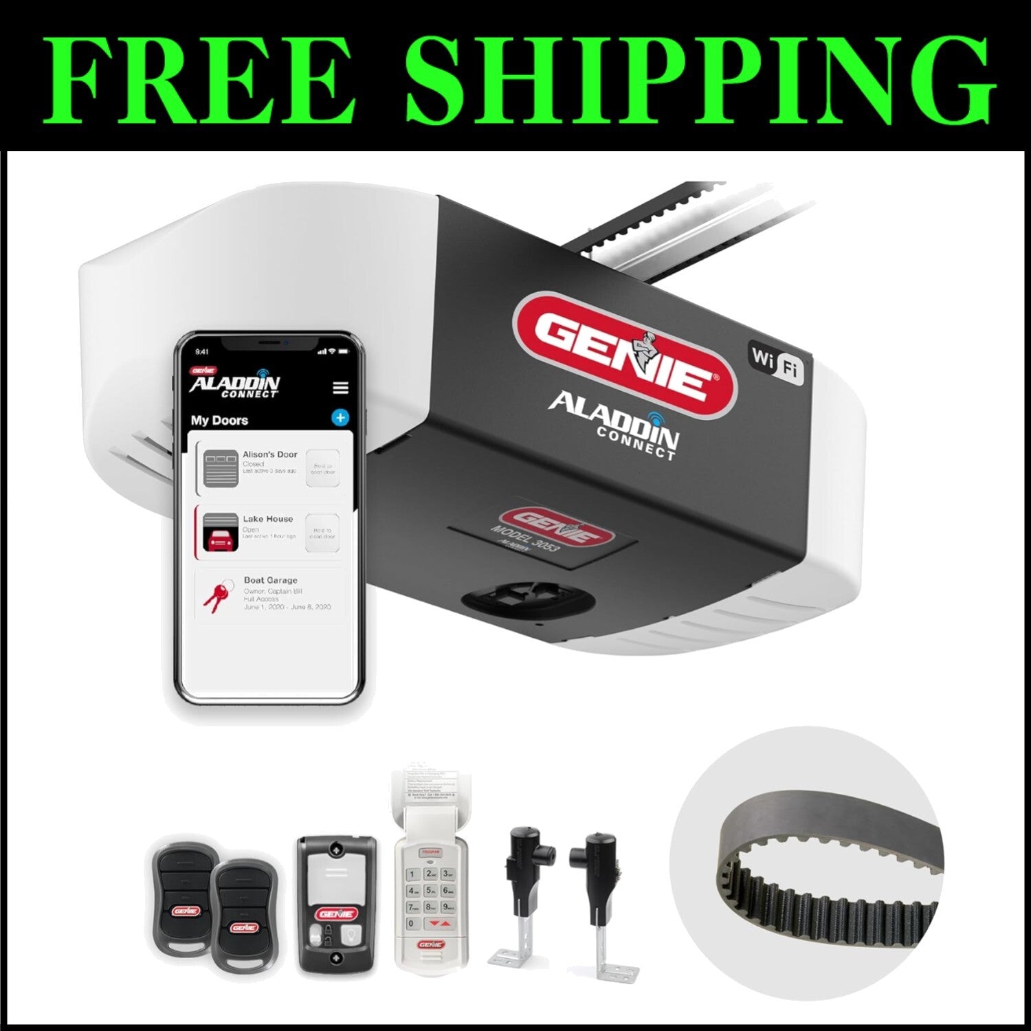 Smart Garage Door Opener with Safety Sensors & Voice Control - Easy Installation