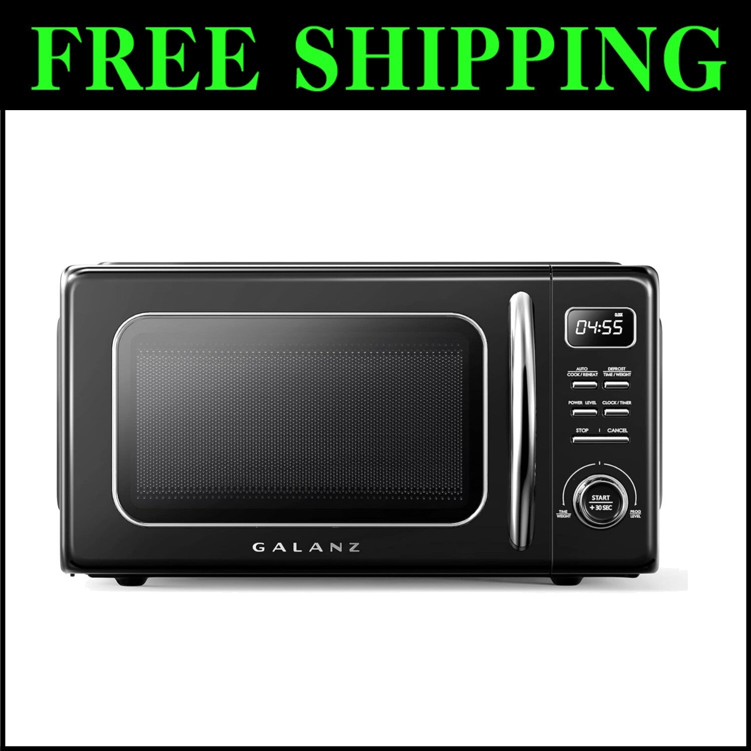 1.1 cu ft Retro Microwave with Auto Programs & Easy Clean Glass Turntable, Black