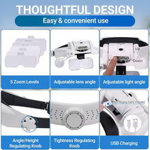 Load image into Gallery viewer, Hands-Free Head Magnifier with 1X-14X Magnification - Perfect for Jewelry Making