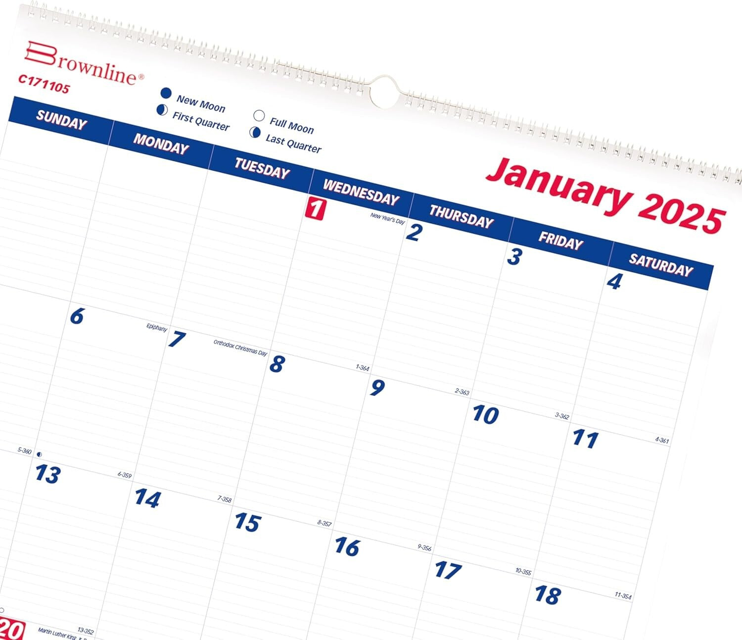 2025 Monthly Wall Calendar - Twin-Wire Binding, 20" x 30" for Elegant Planning