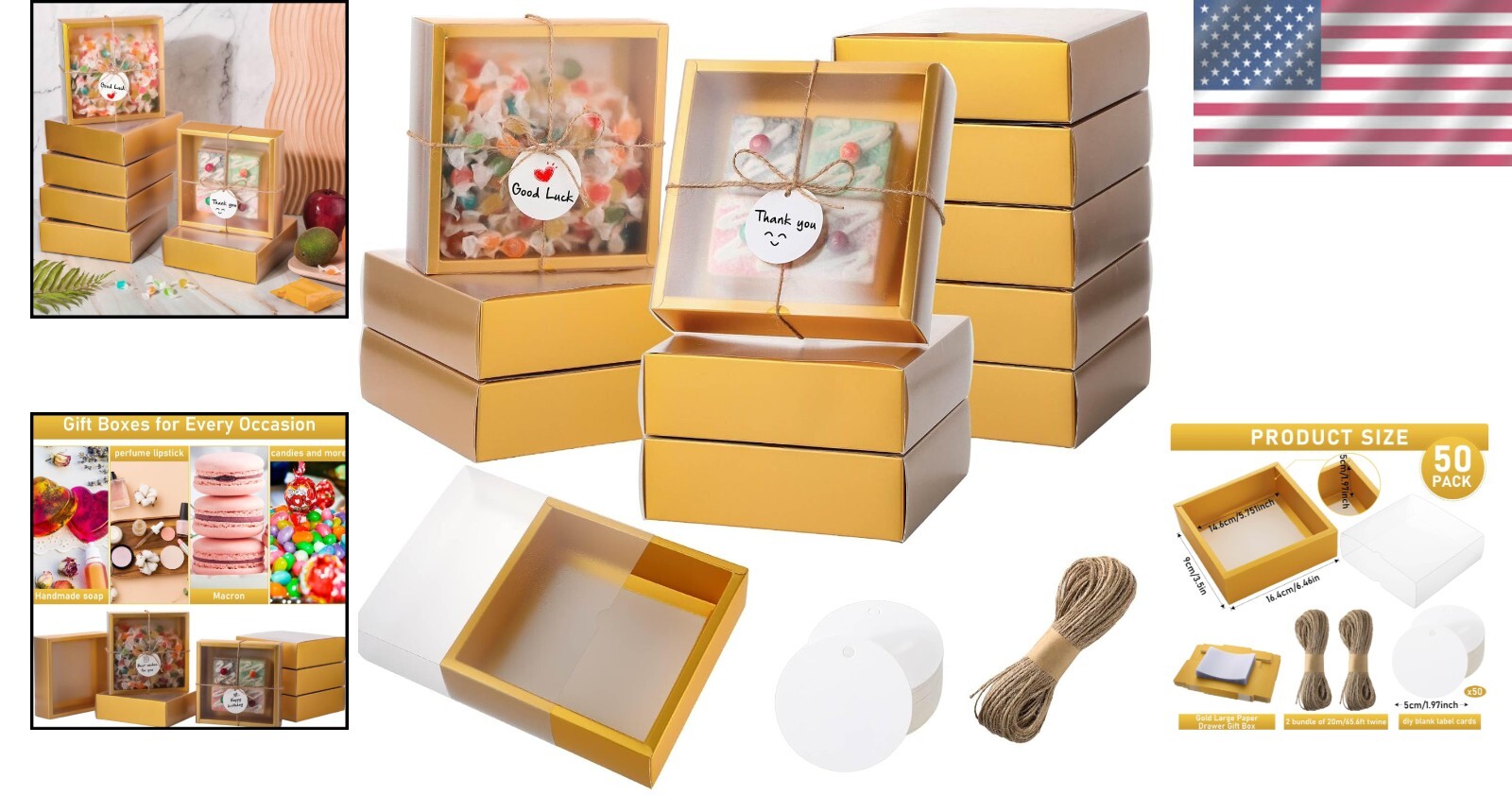 50 Elegant Kraft Gift Boxes with Window - Perfect for Soap and Jewelry Gifts