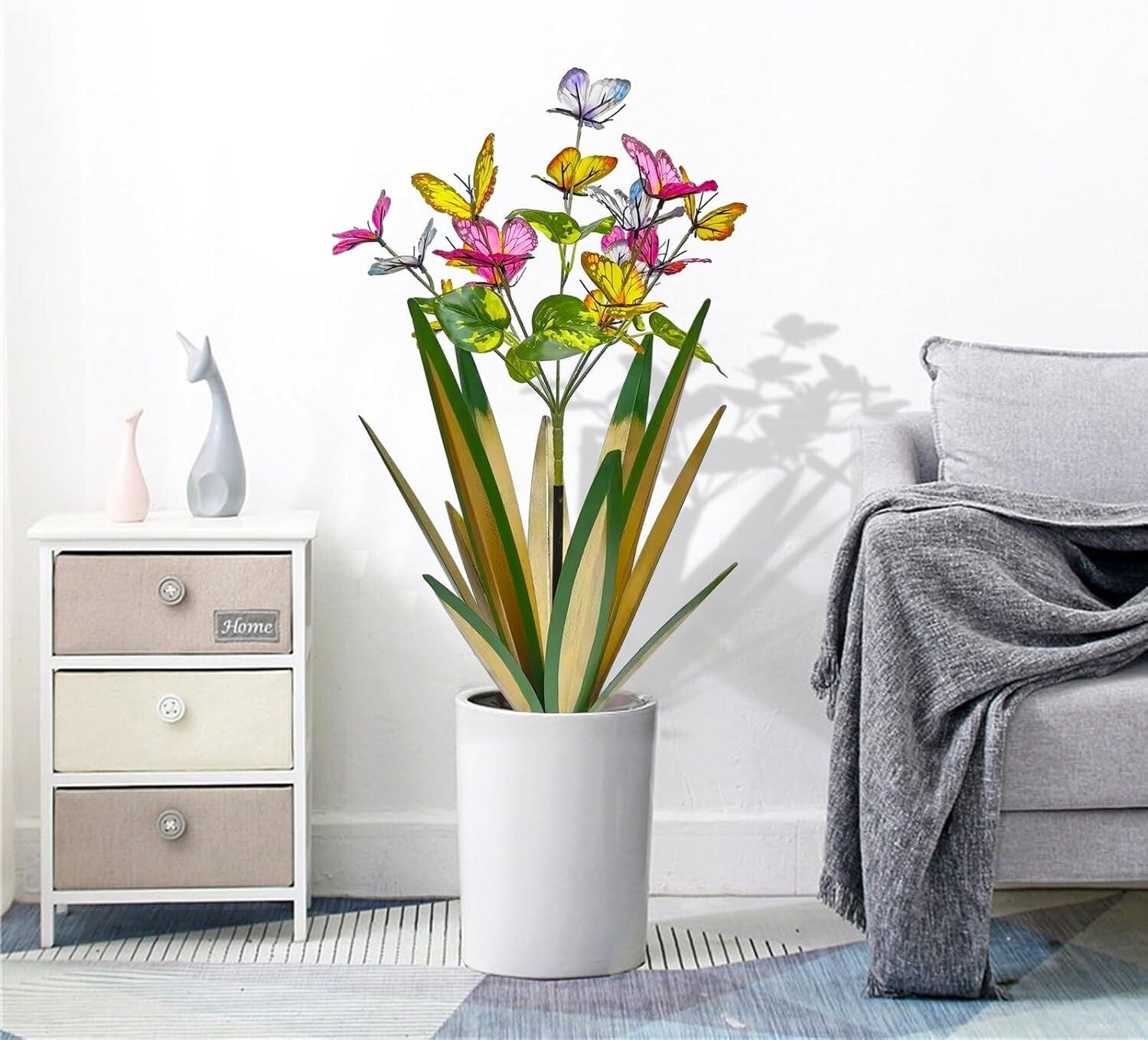 Light Green Butterfly Metal Sculptures - Wind Resistant Garden Ornaments (3pcs)