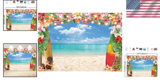 10x8ft Tropical Palms Photography Background - Reusable for Luau Decorations