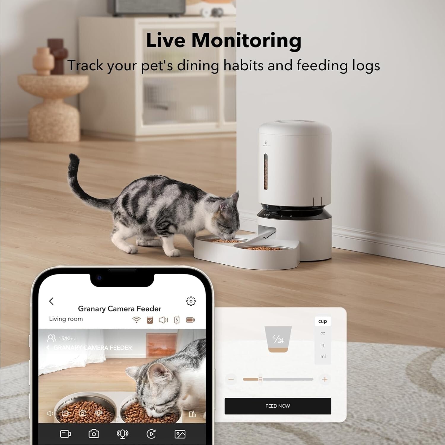 Automatic Feeder with Night Vision Camera - Watch & Feed Your Pets Remotely