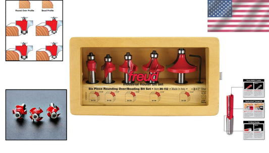 Professional 5-Piece Round Over Router Bit Set - Ideal for Woodworking Projects