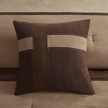 Load image into Gallery viewer, Geometric Pieced Stripe Comforter Set King - 7-Piece Faux Suede Collection