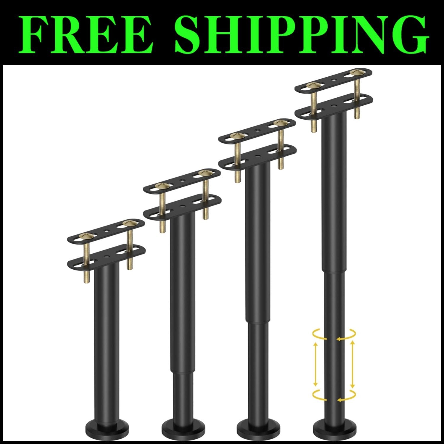 10-17 Inch Adjustable Center Support Bed Legs - Heavy Duty Stability Set of 4