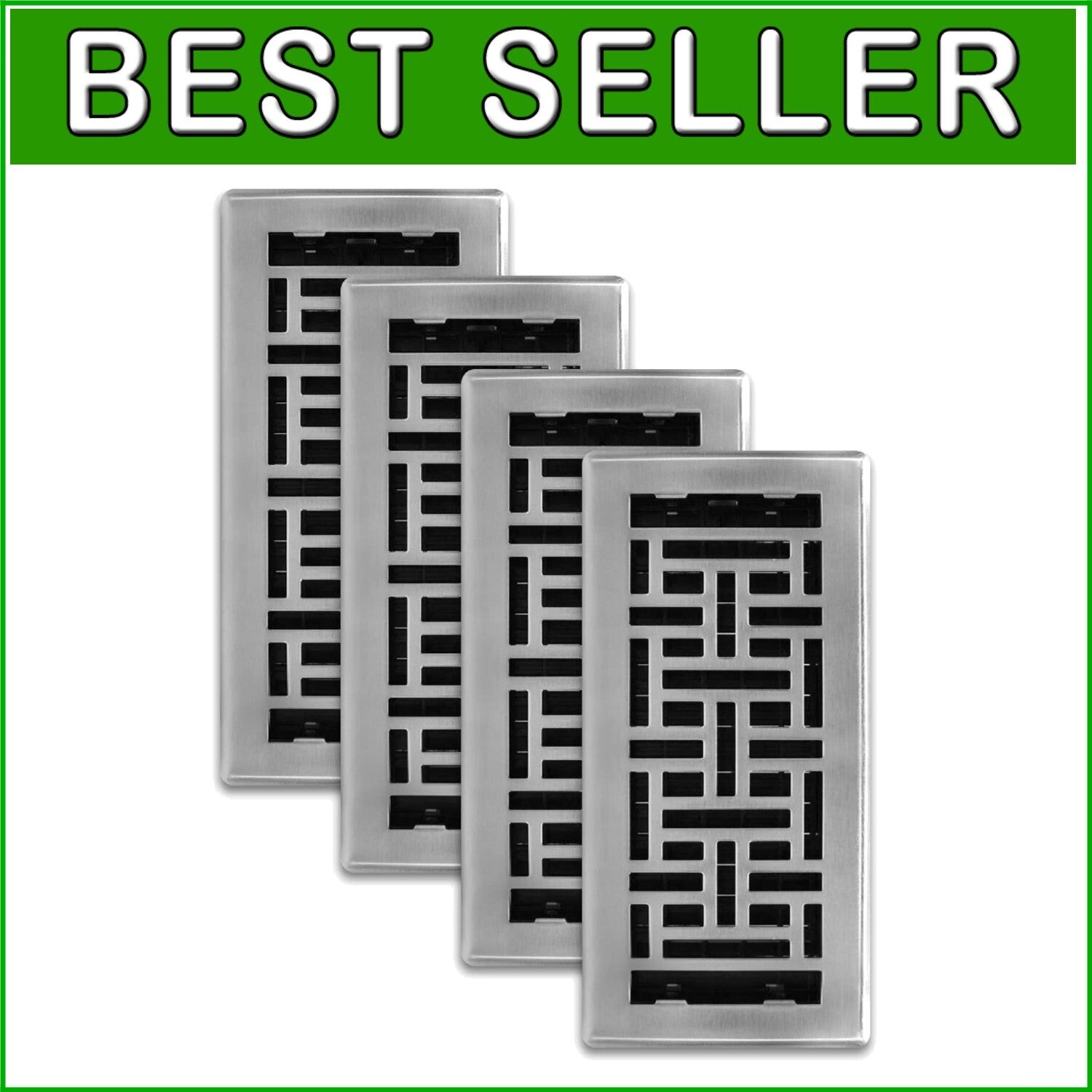 Elegant 4-Pack of 4x10 Vent Covers in Brushed Nickel Finish for Home Decor