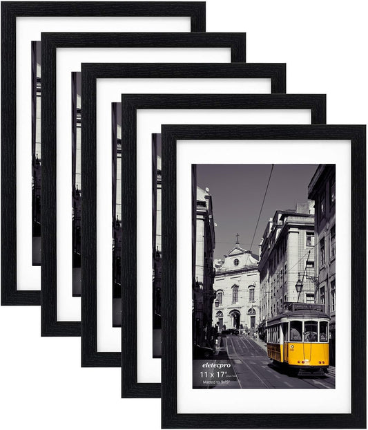 Set of 5 Black 11x17 Picture Frames for Gallery Wall Decor - Versatile Display