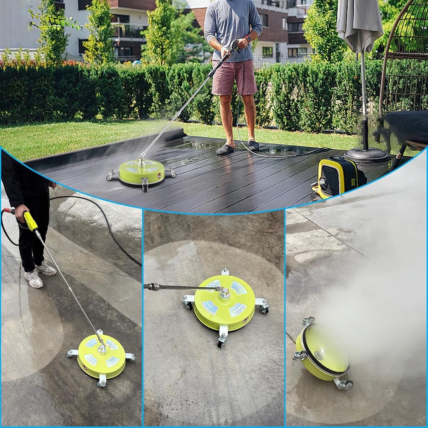 High Efficiency 14'' Surface Cleaner for Pressure Washers - 4000 PSI Compatible