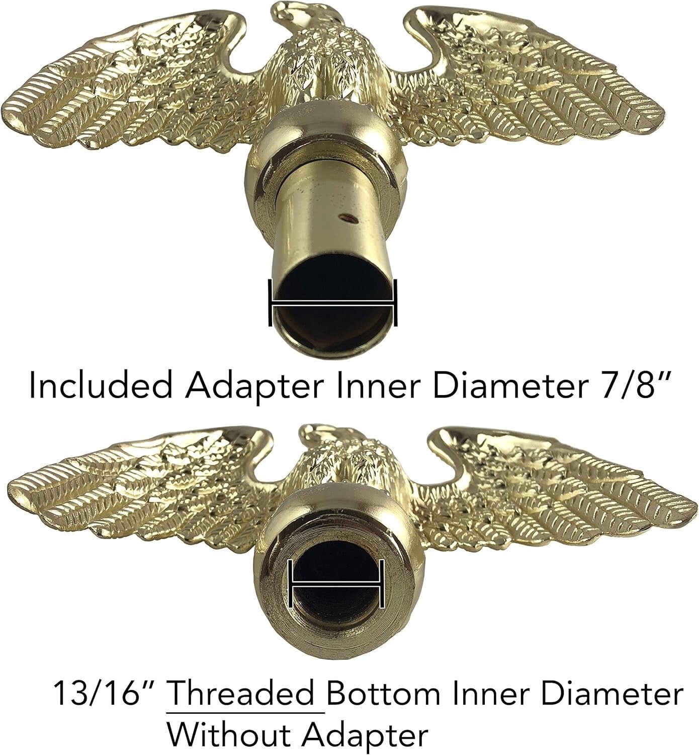 Decorative Gold Flagpole Eagle Topper, 7-Inch Wingspan for 15/16" to 1.25" Poles