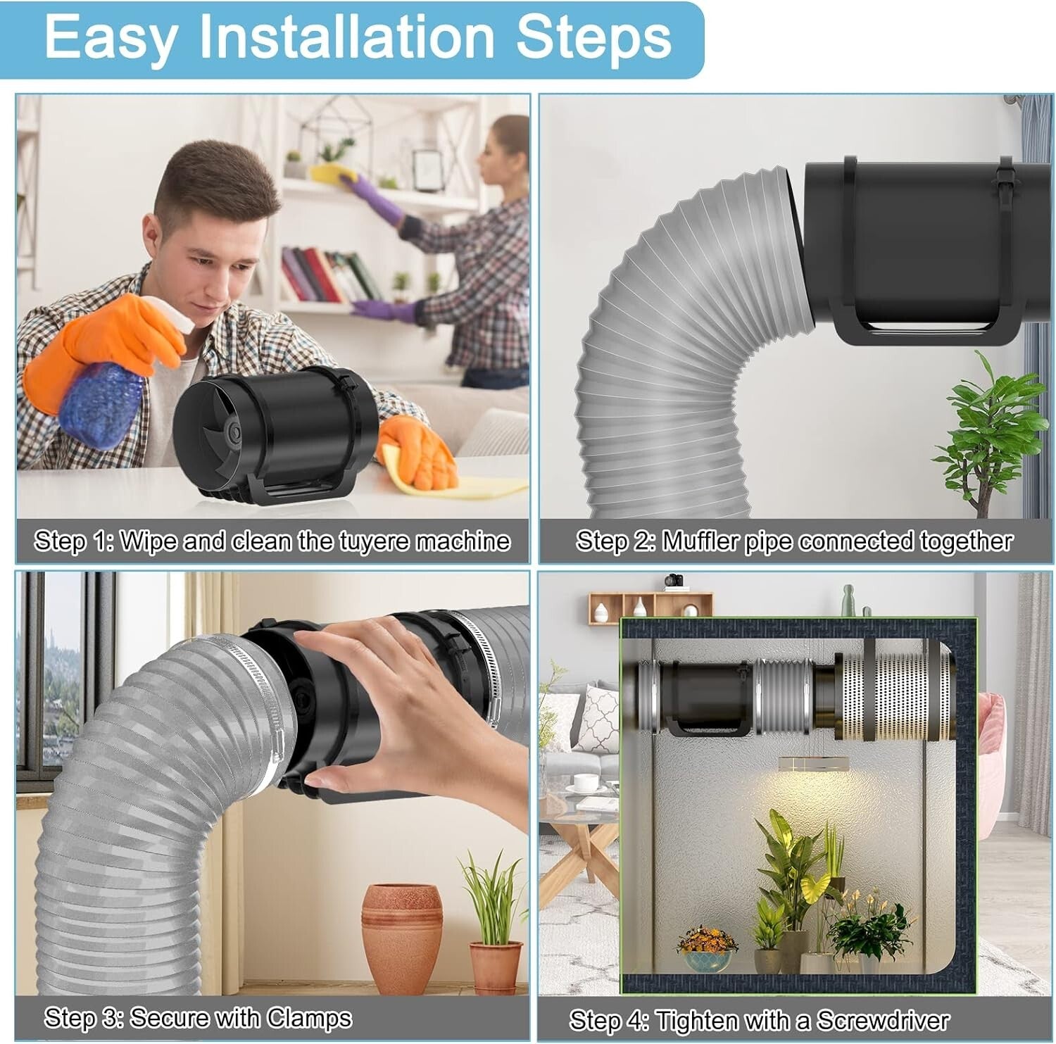 Premium 8 FT Insulated Flexible Duct 6'' - Ideal Noise Reducer for AC Systems