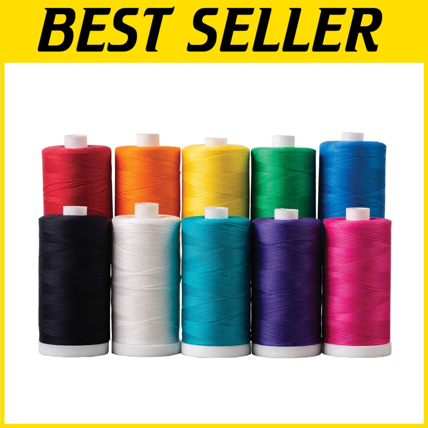 Essential 10-Pack Cotton Thread Spools - 1200 Yards in Eye-Catching Colors
