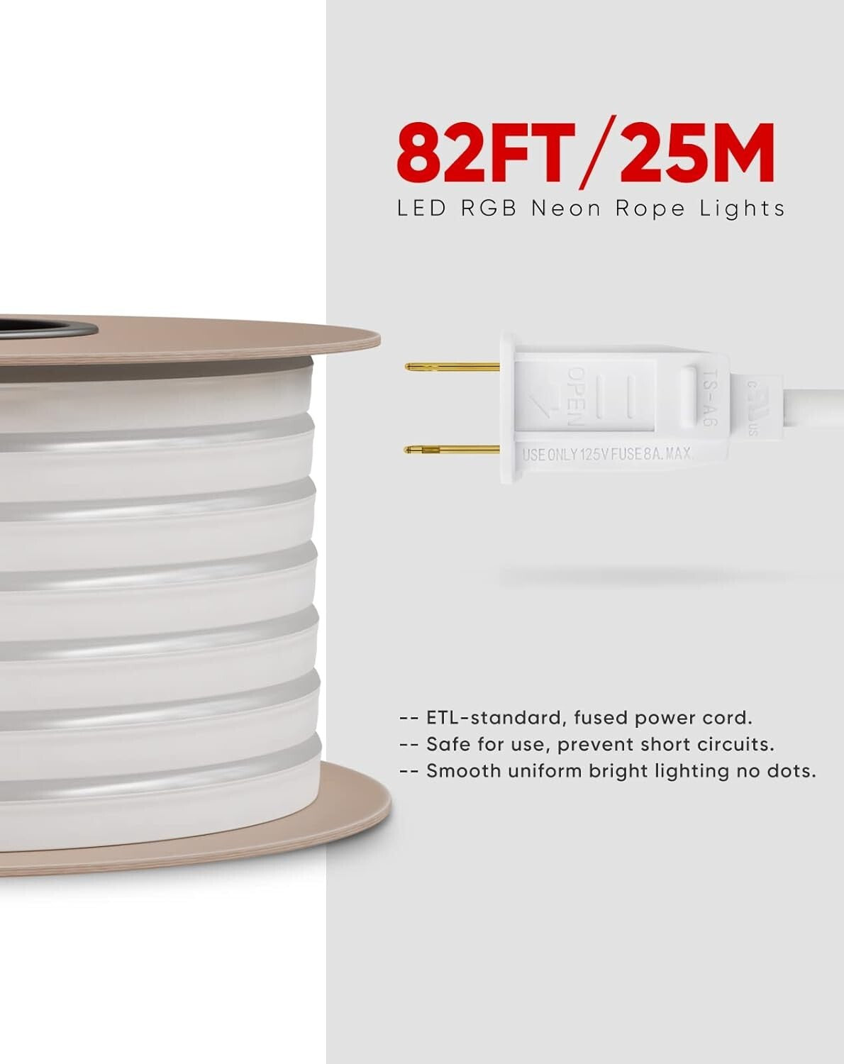 82FT Waterproof LED RGB Neon Rope Lights with Remote - Expandable & Cuttable