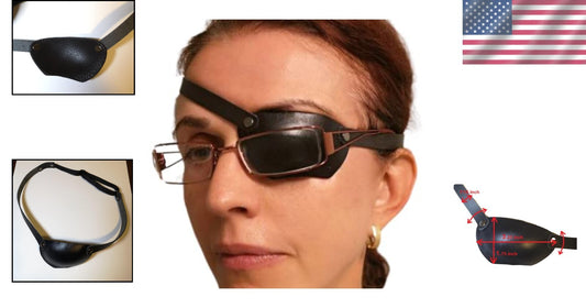 Handmade Real Leather Eye Patch for the Left Eye - Adjustable Comfort Solution