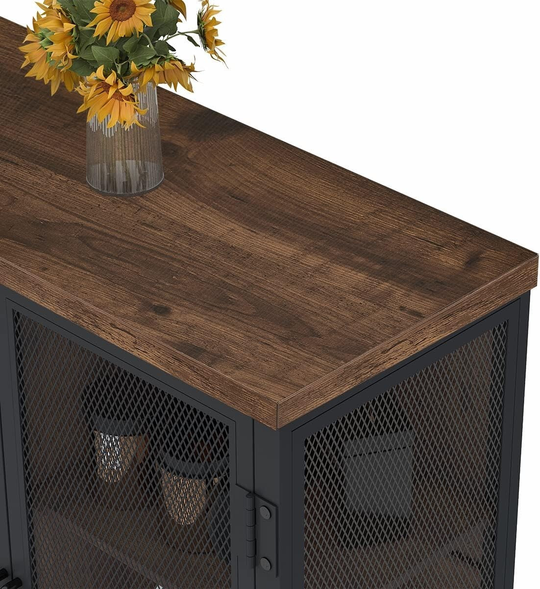 Farmhouse Style Alcohol Cabinet with Lockable Doors & Adjustable Storage Shelves