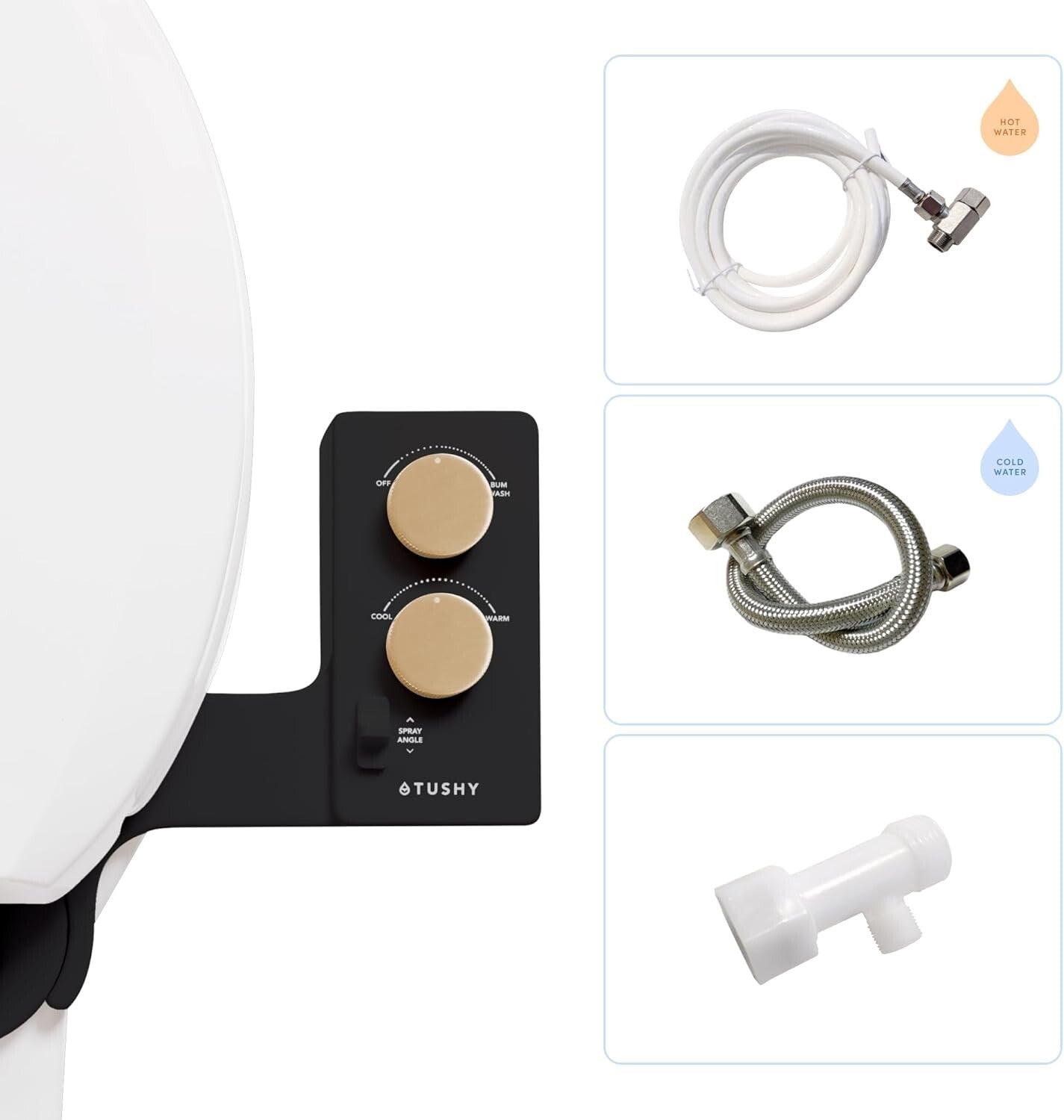 Self-Cleaning Bidet Attachment with Cool to Warm Water Function - Elegant Design