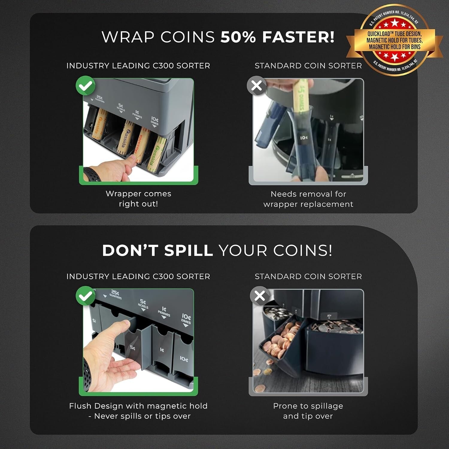 Efficient Coin Sorting & Wrapping Machine - Fast Count at 300 Coins/Minute