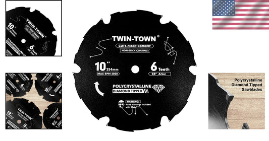 10-Inch Polycrystalline Diamond Tipped Blade - Ideal for Fiber Cement Cutting