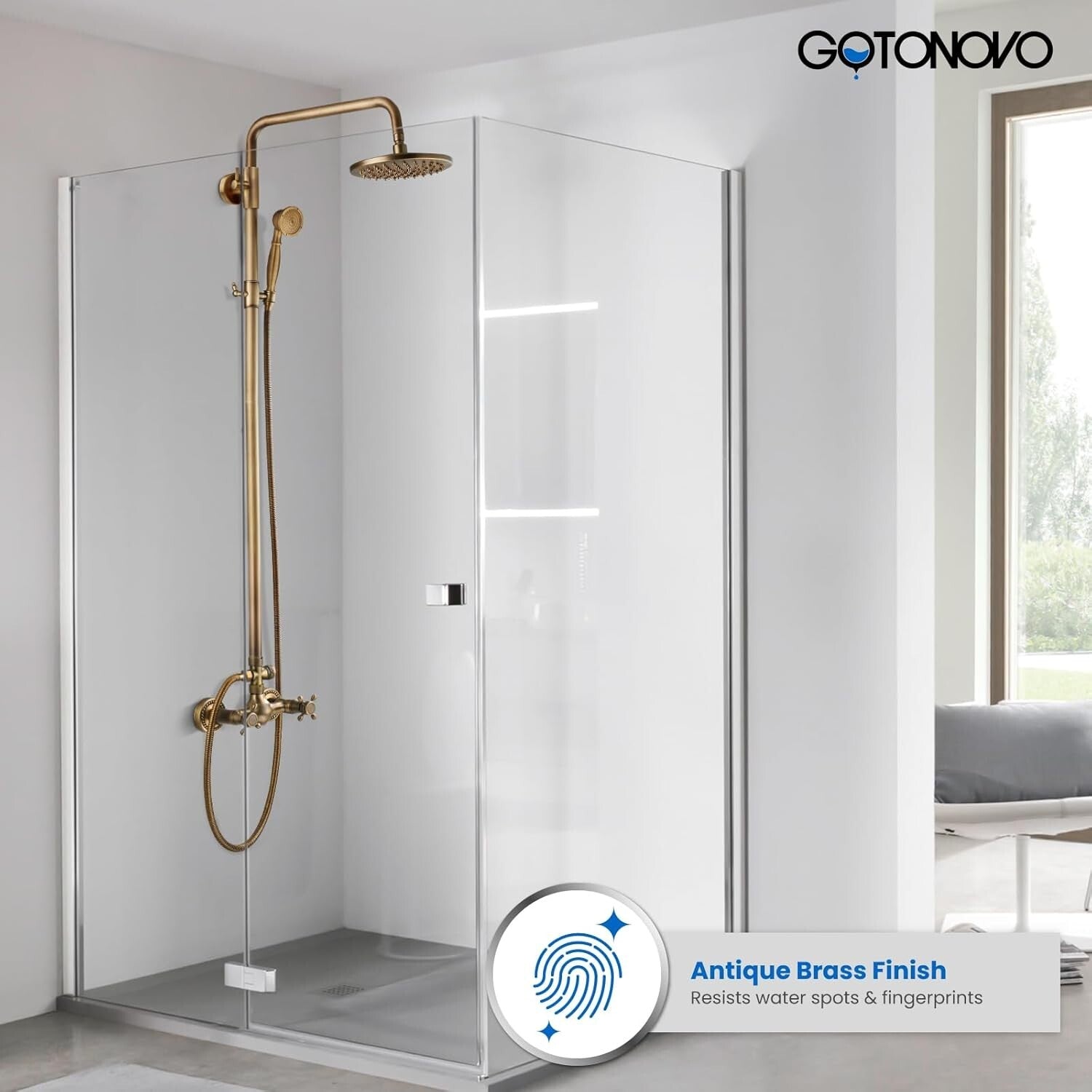 Elegant Bathroom Shower System - 8-Inch Rainfall & Handheld Brass Fixture